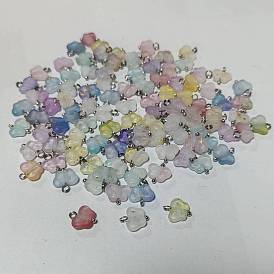100pcs pendentifs acryliques, papillon, avec feuille d'or et accessoires en laiton