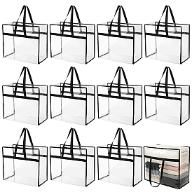 12шт. прозрачных ПВХ-пакетов, с ручками, для подарочной или подарочной упаковки, прямоугольные