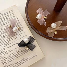 Romantic Pearl Hair Clip with Bowknot and Butterfly Design for Girls