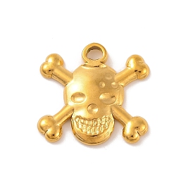 Ion Plating(IP) 304 Stainless Steel Charms, Skull Charm