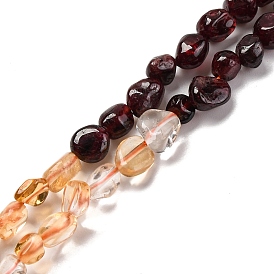 Natural Garnet & Citrine Beads Strands, Nuggets, Tumbled Stone