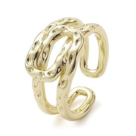 Rack Plating Brass Open Cuff Rings, Hollow Knot