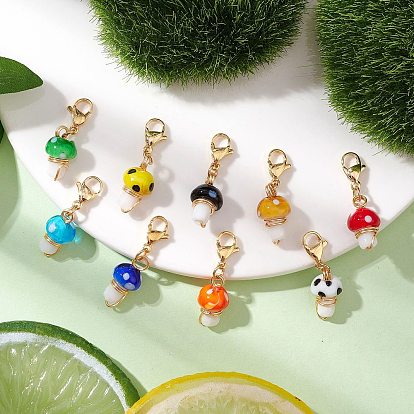 Медная проволока, обмотанная грибом, подвеска ручной работы, лэмпворк, с 304 из нержавеющей стали Lobster Claw застежками