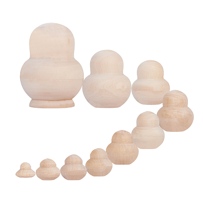 Unfinished Blank Wooden Matryoshka Dolls, for DIY Hand Painting Crafts