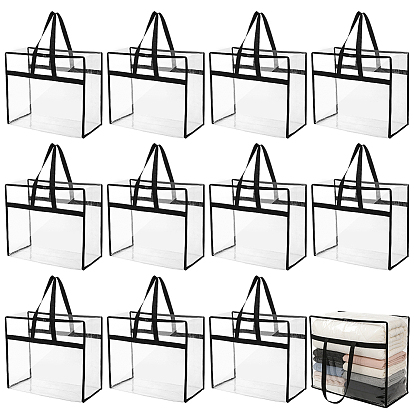 12шт. прозрачных ПВХ-пакетов, с ручками, для подарочной или подарочной упаковки, прямоугольные