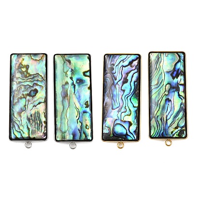 304 фурнитура для сережек-гвоздиков из натуральной ракушки пауа из нержавеющей стали, прямоугольные, ионное покрытие (ip)