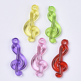 Transparent Acrylic Pendants, Dyed, Musical Note
