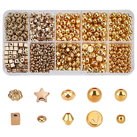 Chgcraft 1240 pcs 10 style perles en plastique ccb, facette, rond & rondelle & boulier & bicône & cube & étoile & fleur