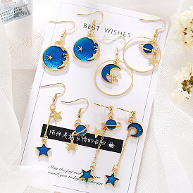 Blue Galaxy Planet Earrings - Creative Starry Sky Series Jewelry