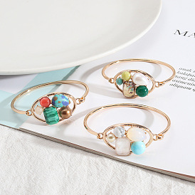 Stylish Turquoise Inlaid Bangle Bracelet for Women - Colorful, Versatile and Chic