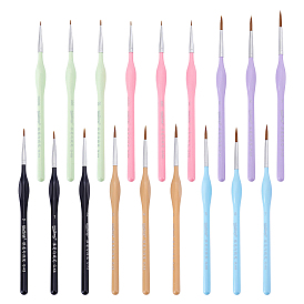 18Pcs Plastic Micro Detail Paint Brush, with Wool & Nylon Brush Head, for Painting Clay Tool
