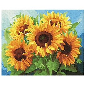 Sunflower DIY Diamond Painting Kits, with Resin Rhinestones, Diamond Sticky Pen, Tray Plate and Glue Clay