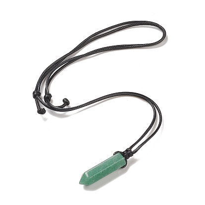 Natural & Synthetic Mixed Gemstone Bullet Pendant Necklace with Waxed Cords for Women