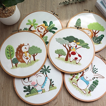 DIY Display Decoration Embroidery Kit, Including Embroidery Needles & Thread & Fabric