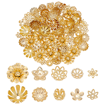 100шт. 10 стили латунные колпачки для бусин наборы