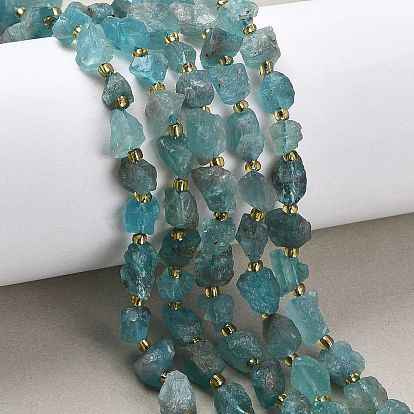 Необработанные грубые натуральные зеленые апатитовые бусины в виде нитей, самородки, с бисером