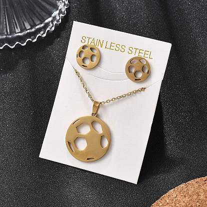 Футбол 201 ожерелья с подвесками из нержавеющей стали и серьги-гвоздики для женщин