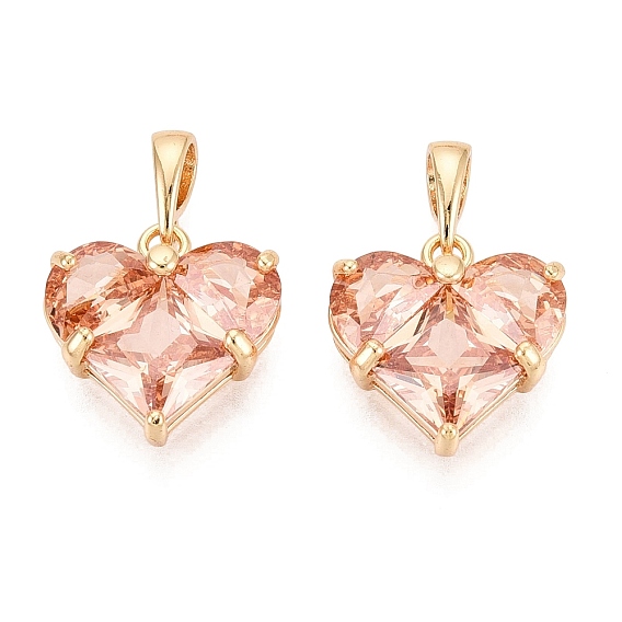 Кулон из циркония, шарма сердца, граненые, реальный 18 k позолоченный