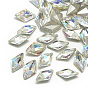 DIY Pointed Back K9 Glass Rhinestone Cabochons, Random Color Back Plated, Faceted, Rhombus