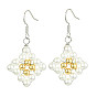 Rhombus Shell Pearl & Brass Dangle Earrings