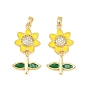 Латунные микропаве прозрачные подвески с фианитом, с эмалью, прелести подсолнуха, долговечный, стойки покрытие, без свинца и без кадмия