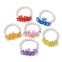 6 шт. 6 цвета, набор эластичных браслетов из стеклянного жемчуга и бисера, сборные браслеты с акриловыми цветами