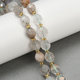 Натуральный зеленый lodolite кварц бисер пряди, граненые, овальные, с бисером