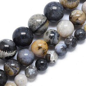 Натуральные дендритные опаловые бусины нити, круглые