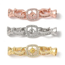 Латунный паве из прозрачного кубического циркония с застежками, без свинца и без кадмия, долговечный, стойки покрытие, квадратный