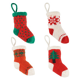 4шт. 4 стили рождественские полиэстеровые носки подвесные украшения, для подвесных украшений на елку