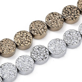 Electroplated Synthetic Non-magnetic Hematite Beads Strands, Flat Round