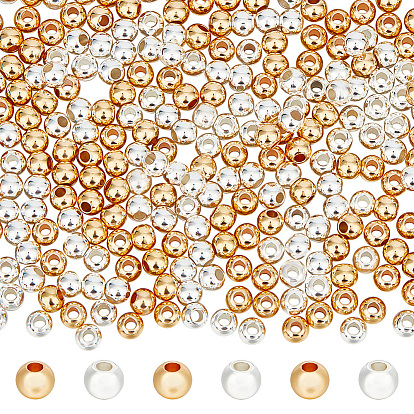 400шт 2 цвета стойка покрытие латунные бусины, долговечный, круглые