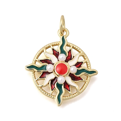 Латунь эмаль подвески, с пластмассовой жемчужиной abs, , без кадмия и без свинца, стойки покрытие, долговечный