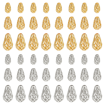 48шт 6 стили латунные полые разделительные бусины, слеза