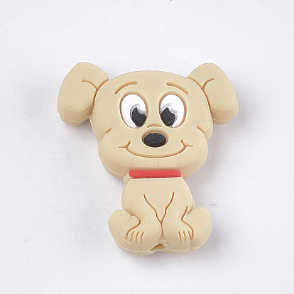 Food Grade Eco-Friendly Silicone Focal Beads, Puppy, Chewing Beads For Teethers, DIY Nursing Necklaces Making, Beagle Dog