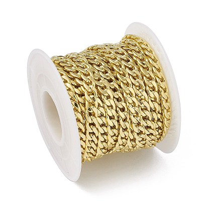 Brass Curb Chains, with Spool, Soldered, Long-Lasting Plated, Cadmium Free & Nickel Free & Lead Free