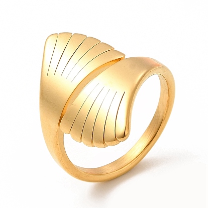 Ion Plating(IP) 304 Stainless Steel Finger Rings for Women Men, Leaf Wide Band Rings