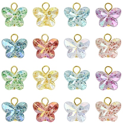 30pcs pendentifs acryliques, avec les accessoires en fer, papillon, or