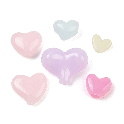 Пластиковые бусины, имитация желейных бусин, сердце