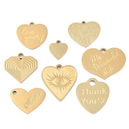 День матери 304 брелоки из нержавеющей стали, Сердце со словом мама-оберег, ионное покрытие (ip)