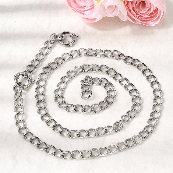 6.5мм 201 цепочки из нержавеющей стали с двойными звеньями, ожерелья унисекс, не тускнеет
