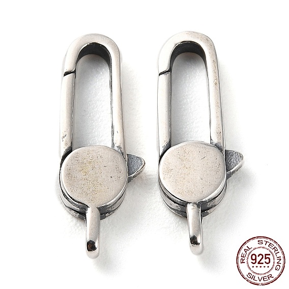 925 Thailand Sterling Silver Lobster Claw Clasps, Flat Round