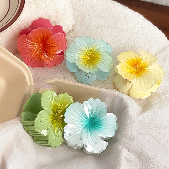 Двухцветные пластиковые заколки для волос с когтями, цветок