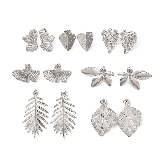 Женские серьги-гвоздики в форме листа 304 из нержавеющей стали