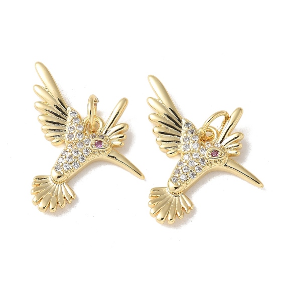 Латунные микропаве прозрачные подвески с фианитом, амулеты птиц, с эмалью, без кадмия и без свинца, долговечный, стойки покрытие, с целью перехода в кольце