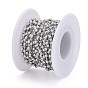 304 Stainless Steel Cable Chains, with Round Beads, Soldered, with Spool