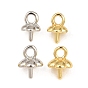 Brass Cup Peg Bails, Flower, for Half Drilled Beads, Rack Plating, Long-Lasting Plated, Lead Free & Cadmium Free