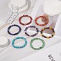 7Pcs 7 Style Natural & Synthetic Mixed Stone Stretch Bracelets Set with Lampwork Evil Eye Beaded, Chakra Yoga Theme Jewelry for Women