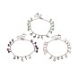 Round Gemstone Beaded Charm Anklets, with 304 Stainless Steel Chains and Lobster Clasps, 230mm