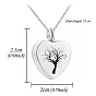 Stainless Steel Pendant Necklaces, Heart with Tree Urn Ashes Necklaces